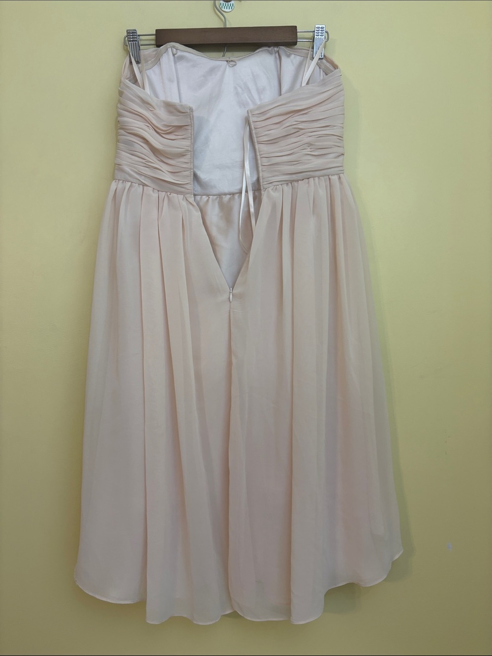 Pearl Georgina Chapman Strapless Blush Pink High-Low Chiffon Dress Beaded Bodice - Picture 15 of 16